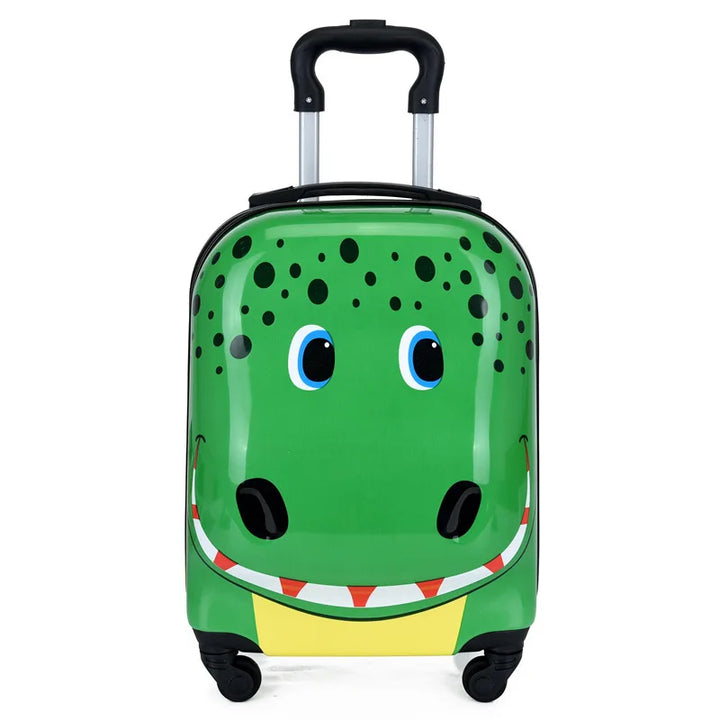 Brave lion kids' hard shell carry-on trolley case with 360 spinner wheels, ideal for children's adventures.
