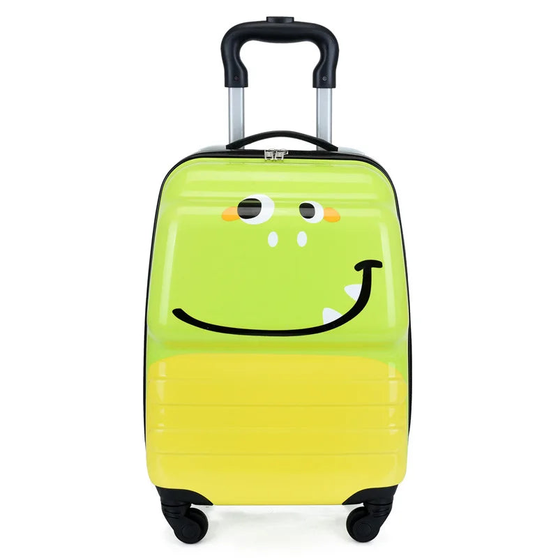 Playful animal design hard shell kids' weekend bag carry-on with spinner wheels for easy travel.