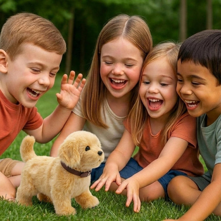 Children's interactive robot dog responds to touch, barks, and moves, offering engaging playtime.