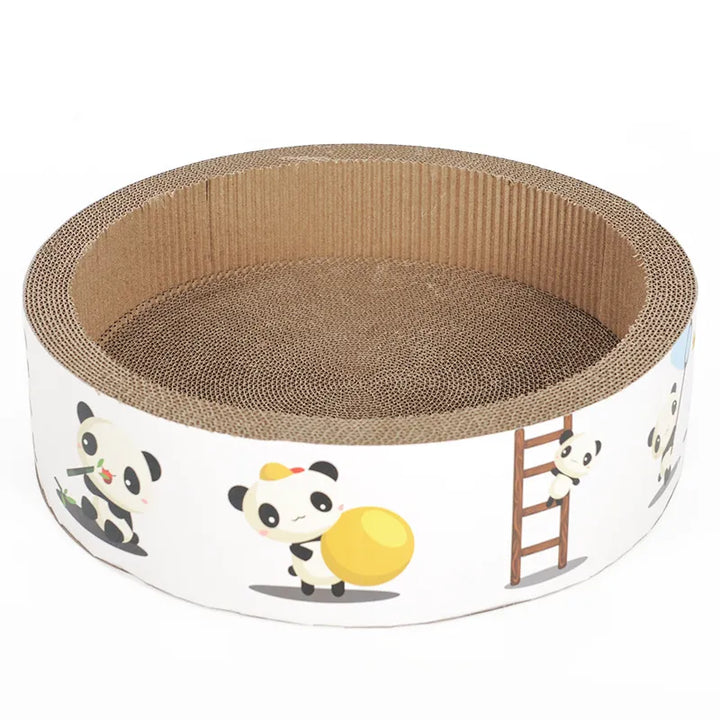 Pet scratching mat in a cute round design, protecting furniture from cat claws & promoting healthy paws.