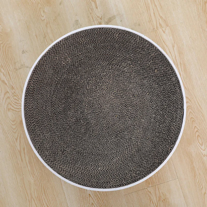 Durable sisal round cat scratcher mat, ideal for healthy claws and protecting home furniture from damage.