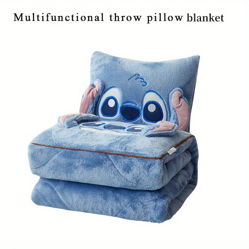 Adorable Stitch plush cushion-blanket combo, a cute and cozy gift for fans of all ages. Home comfort.