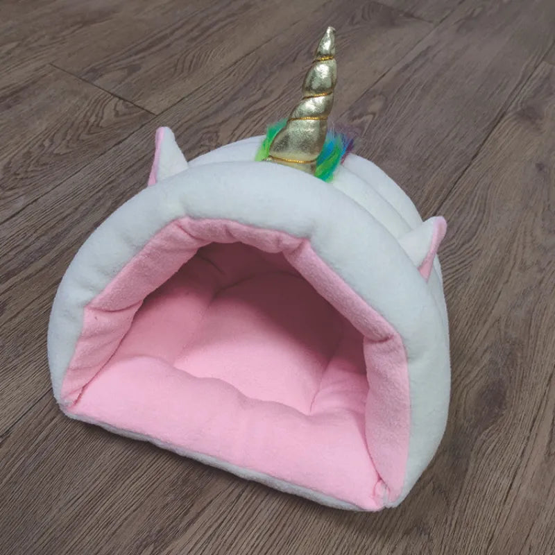 Whimsical unicorn pet bed, a cozy and unique comfort zone for your small cat or dog.