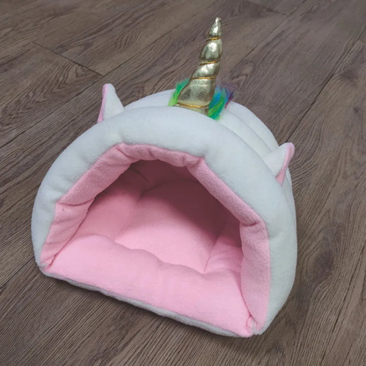 Whimsical unicorn pet bed, a cozy and unique comfort zone for your small cat or dog.