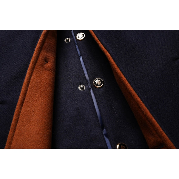Men's dapper winter wool blend mid-length coat with collar detail, warm fashion