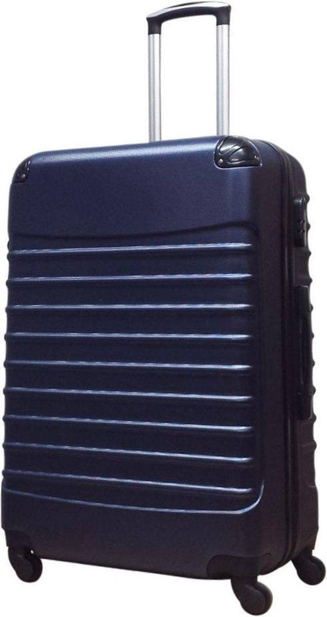 Dark blue hard shell 2-piece luggage set, sturdy and stylish for any travel adventure.