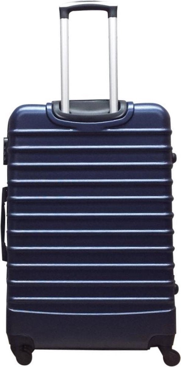 Durable dark blue hard shell 2-piece suitcase set, excellent for travel and vacation.