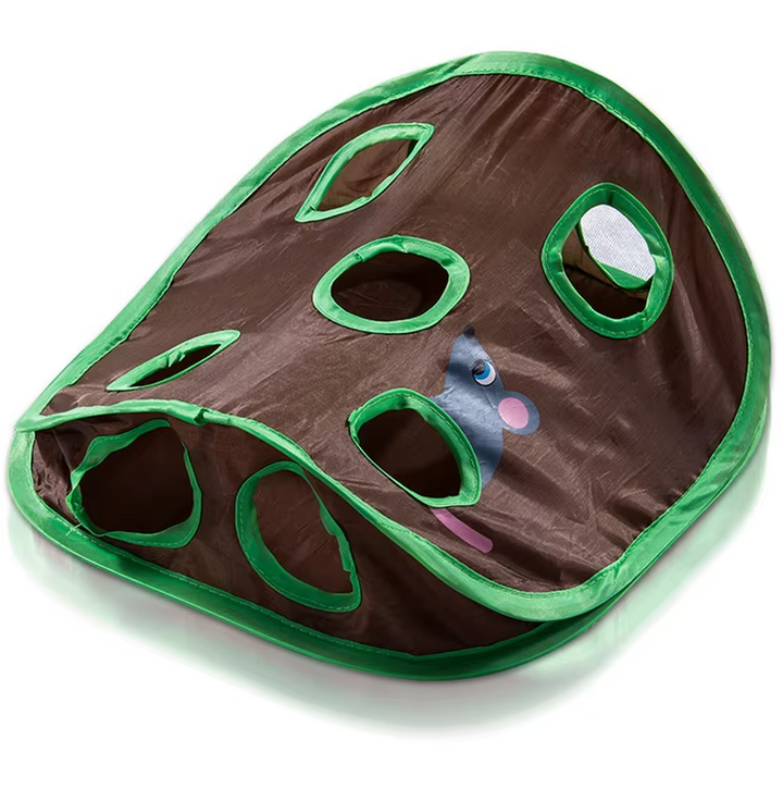 Durable dark brown cat play mat, perfect for hide and seek hunting games. Keeps cats active & provides enrichment.