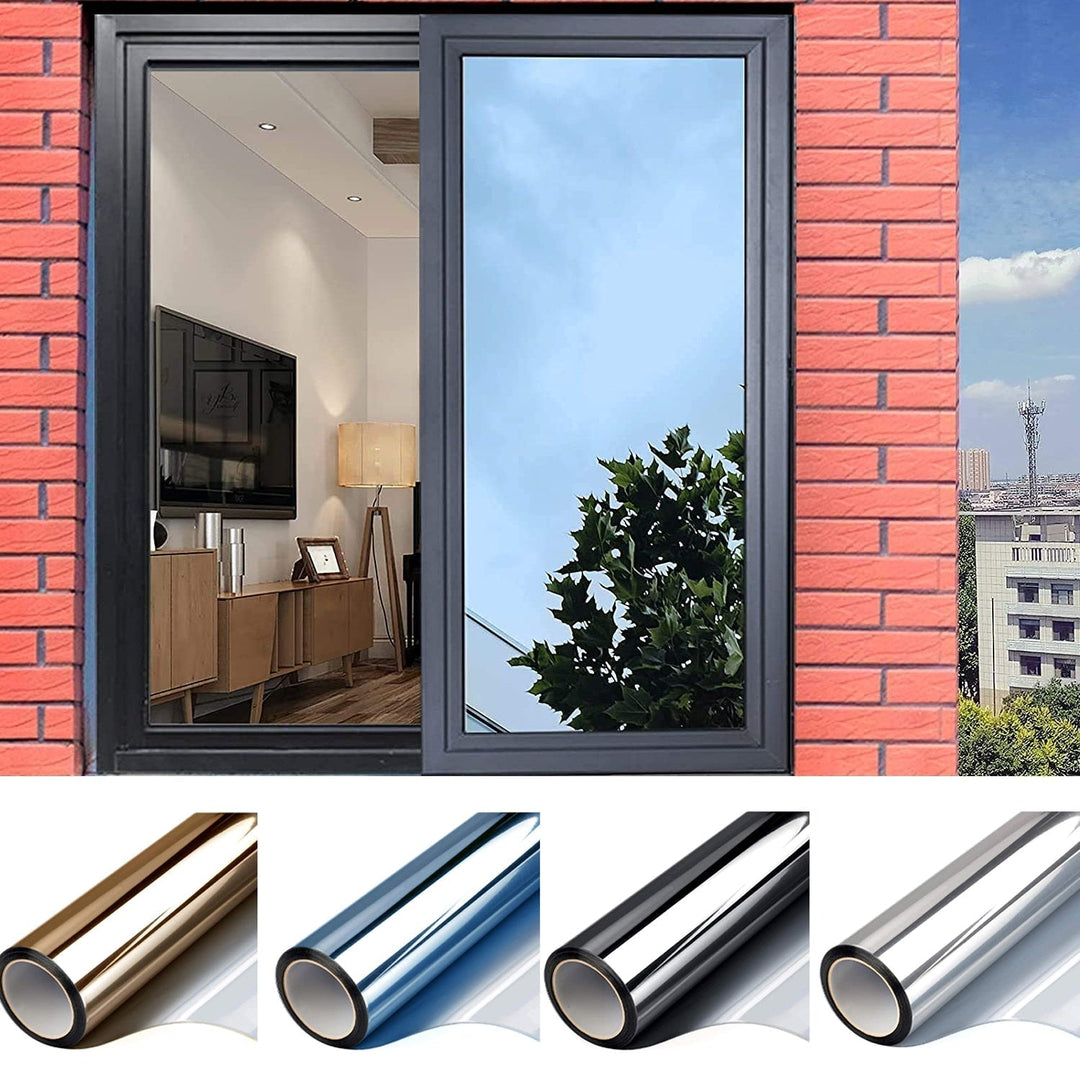 Daytime privacy window film for home or office, solar reflective for heat control and UV protection