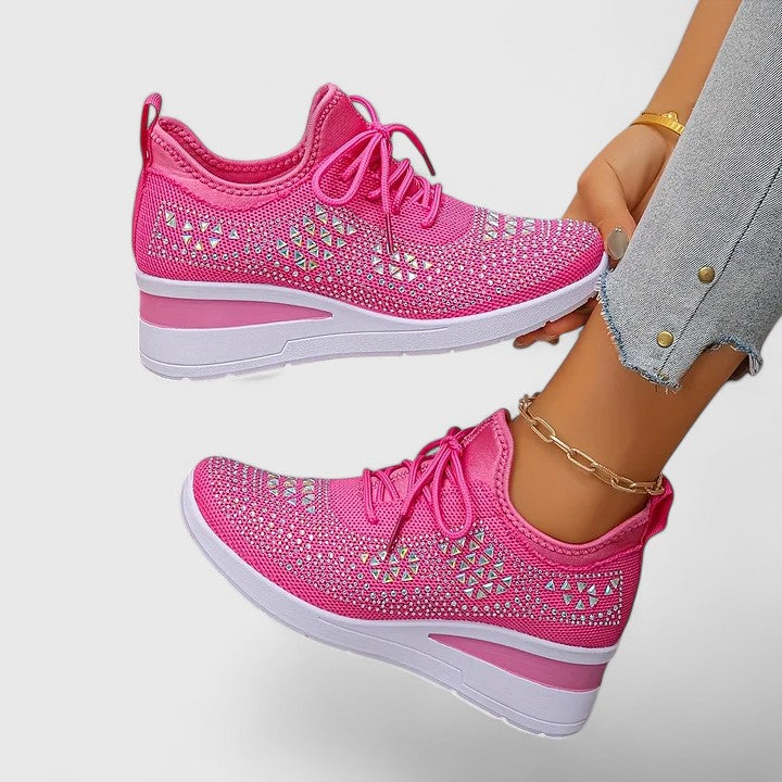 Lace-up women's casual walking shoes, orthopedic with comfortable arch support and posture alignment.
