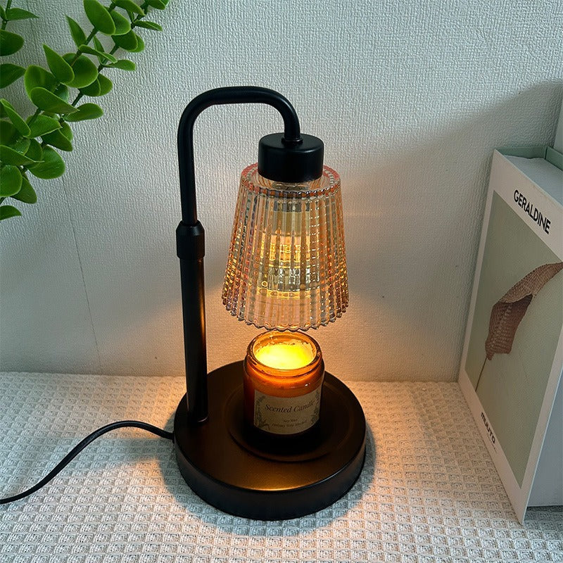Elegant dimmable electric candle warmer lamp with timer, perfect for bedroom or living room decor & safe wax melting.