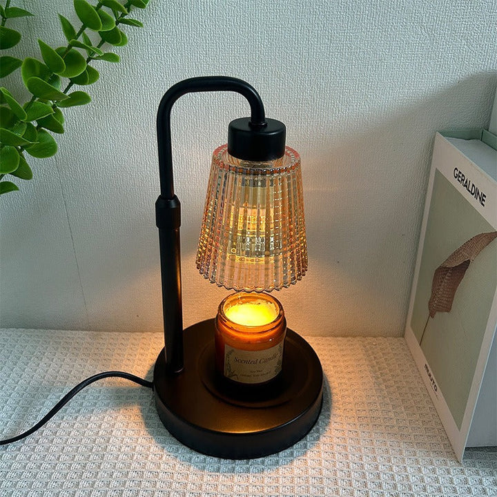 Elegant dimmable electric candle warmer lamp with timer, perfect for bedroom or living room decor & safe wax melting.