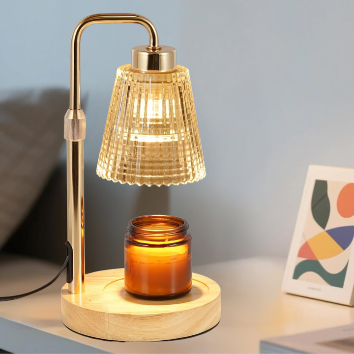 Versatile electric candle warmer lamp with dimmable light & timer. Melts wax safely, provides ambient light & decorative accent.