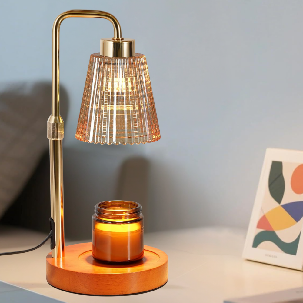 Modern decorative candle warmer lamp with dimmable electric light, timer. Enjoy flameless fragrance & beautiful home ambiance.