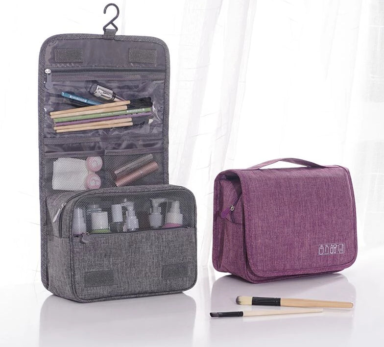 Deluxe hanging toiletry bag organizer for travel, perfect for men & women.