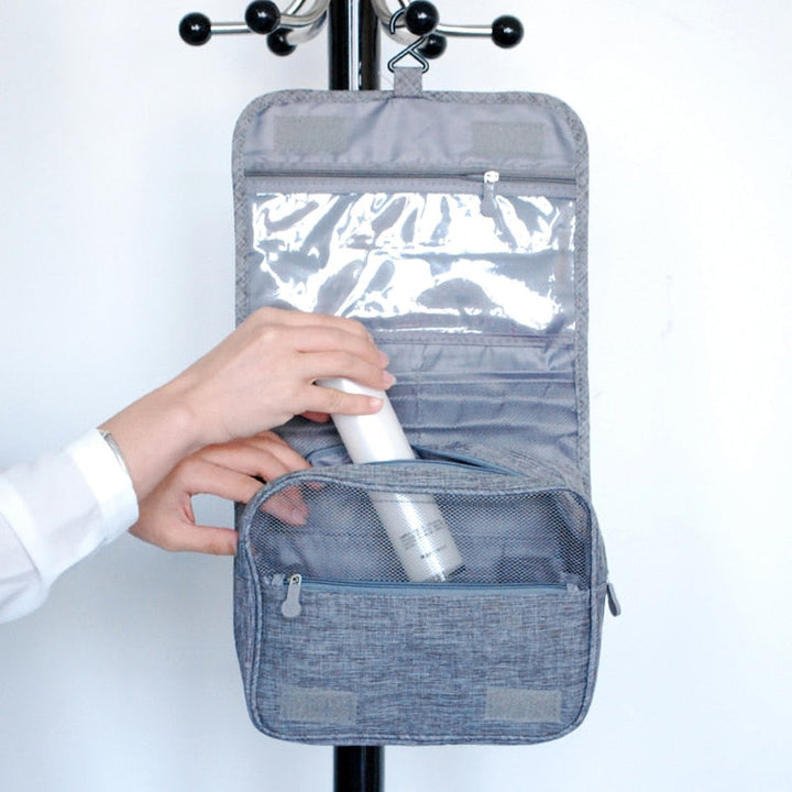 Women's stylish hanging cosmetic & makeup bag for organized travel.
