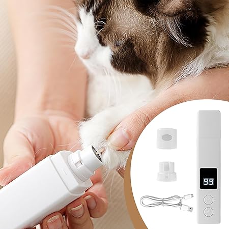 Pet grooming supply: Digital nail grinder with quiet motor & LED display for easy claw care.