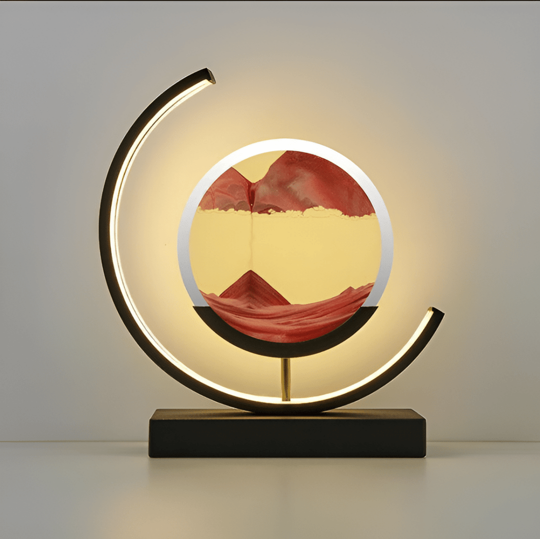 Dimmable LED Moving Sand Lamp creating soothing patterns for ultimate relaxation and home decor.