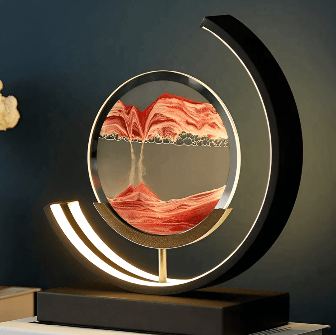 App-controlled LED Sand Lamp with flowing sand art, perfect ambient light for meditation.