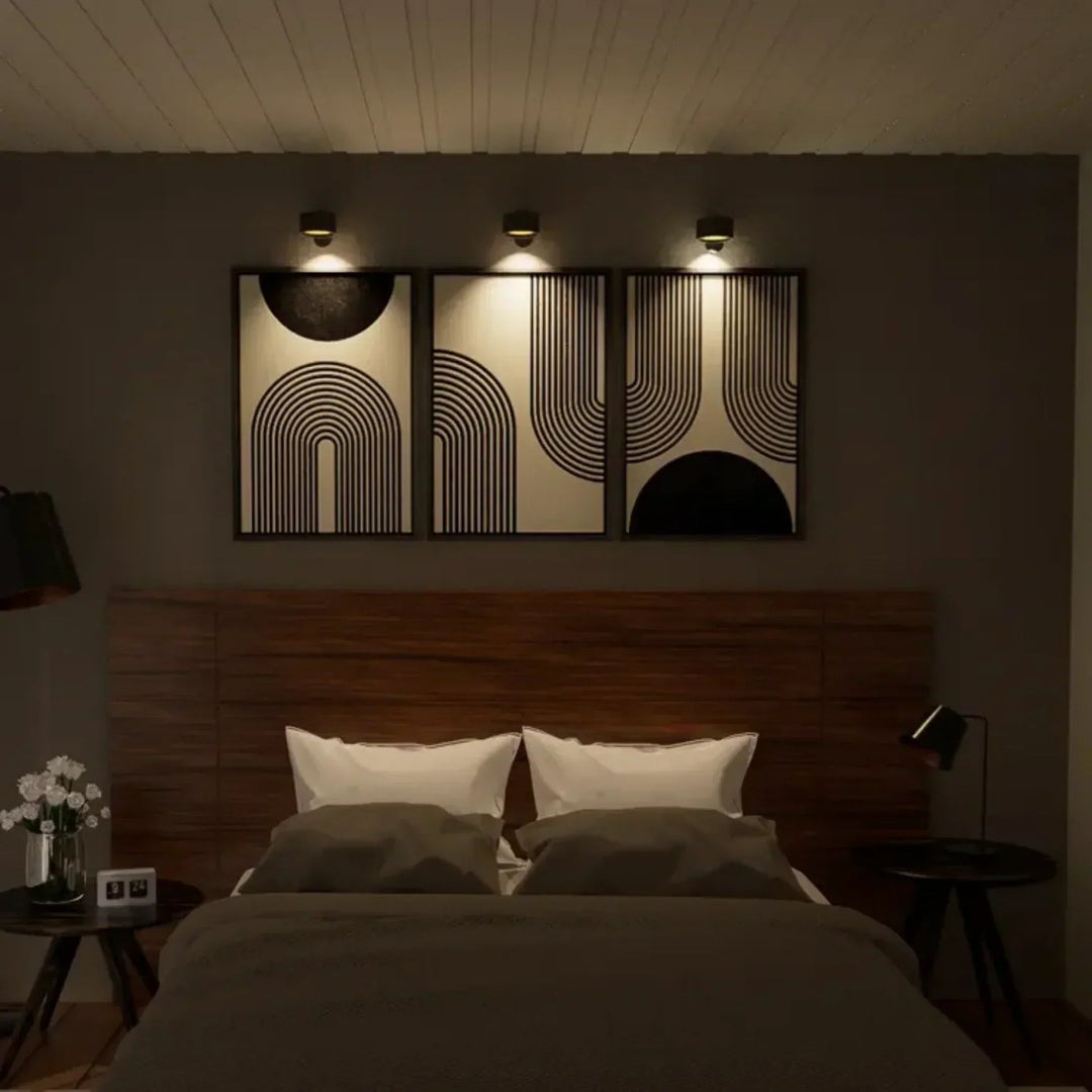 Universal magnetic wireless LED wall light, dimmable for flexible home decor lighting.