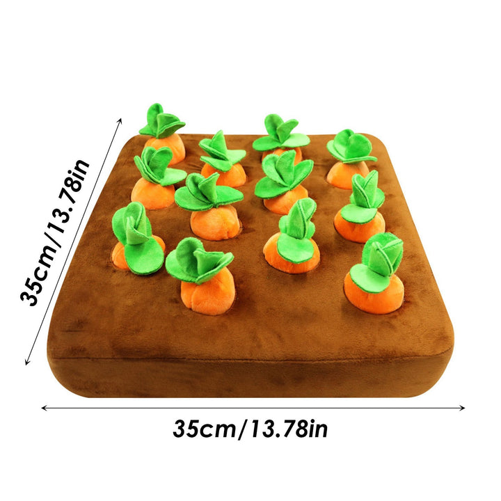 Unisex dog snuffle mat with carrot puzzles. Engaging interactive pet toy for mental stimulation & enrichment.