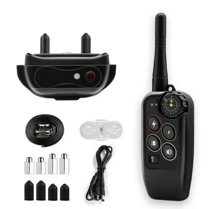 Modern dog training e-collar, waterproof with long range remote, for advanced obedience and pet behavior.