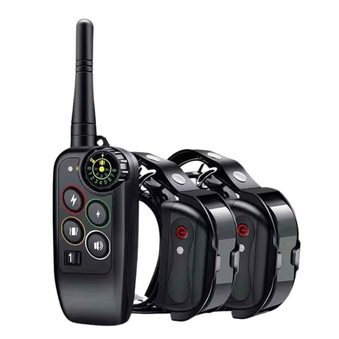 Dog training e-collar and long range remote for effective, waterproof obedience and behavior correction.