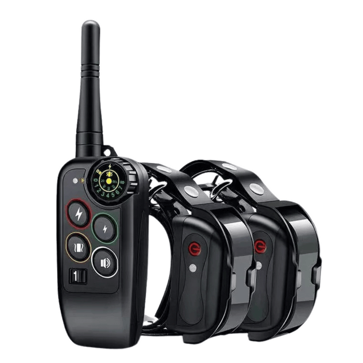 Dog training e-collar and long range remote for effective, waterproof obedience and behavior correction.