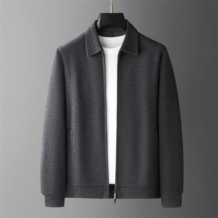 Men's casual jacket, a stylish fall fashion essential. Features a modern stand collar for a sharp look.