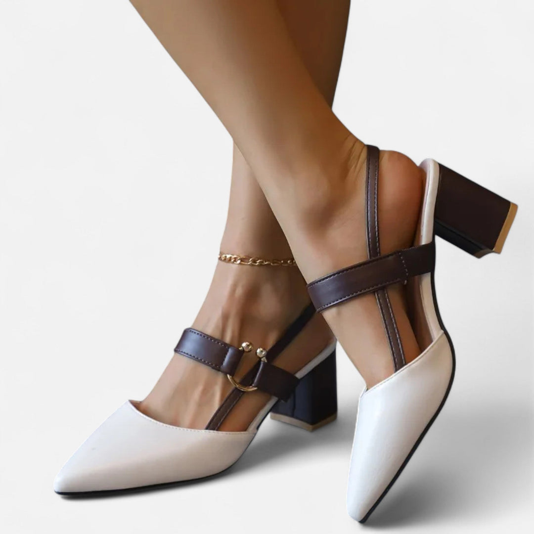 Comfortable women's fashion sandals with a stable chunky block heel, great for party wear, formal shoes & versatile styling.