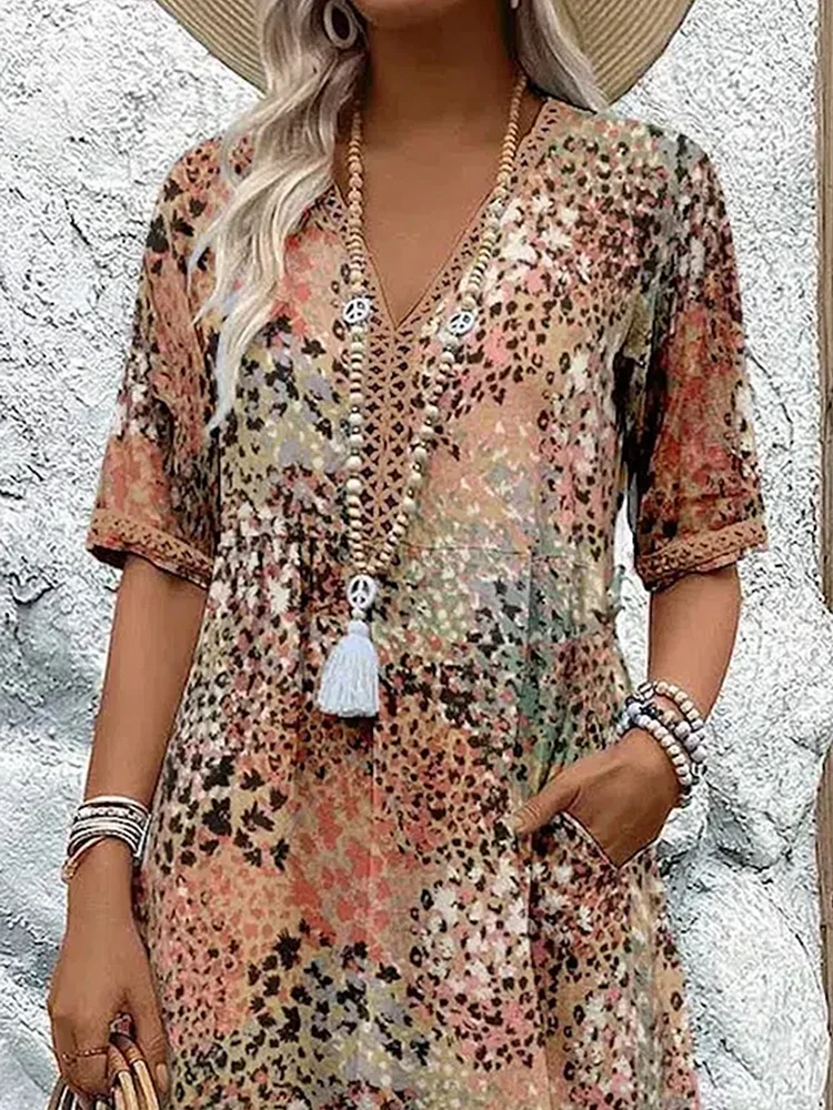 Chic A-line midi dress for women, vibrant and comfortable. Features tummy control, perfect for a stylish summer look.