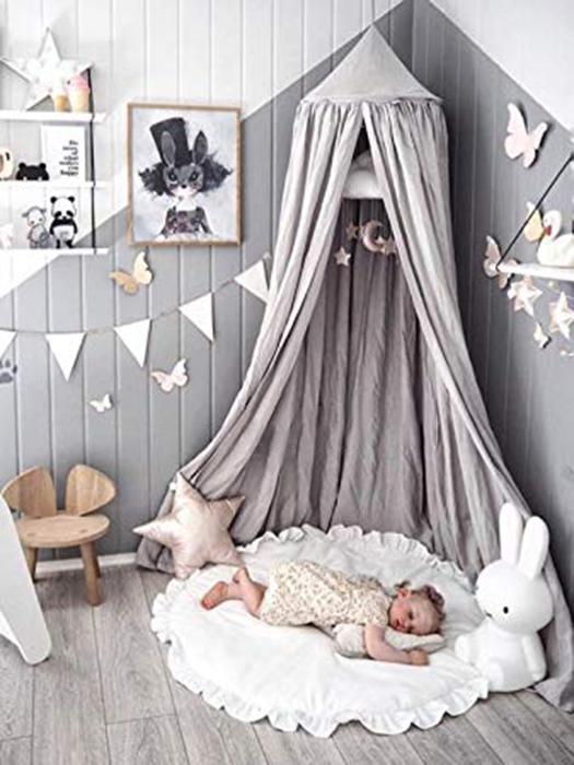 Magical kids' bed canopy, enchanting nursery decor. Soft chiffon, perfect as a play space or bed tent.