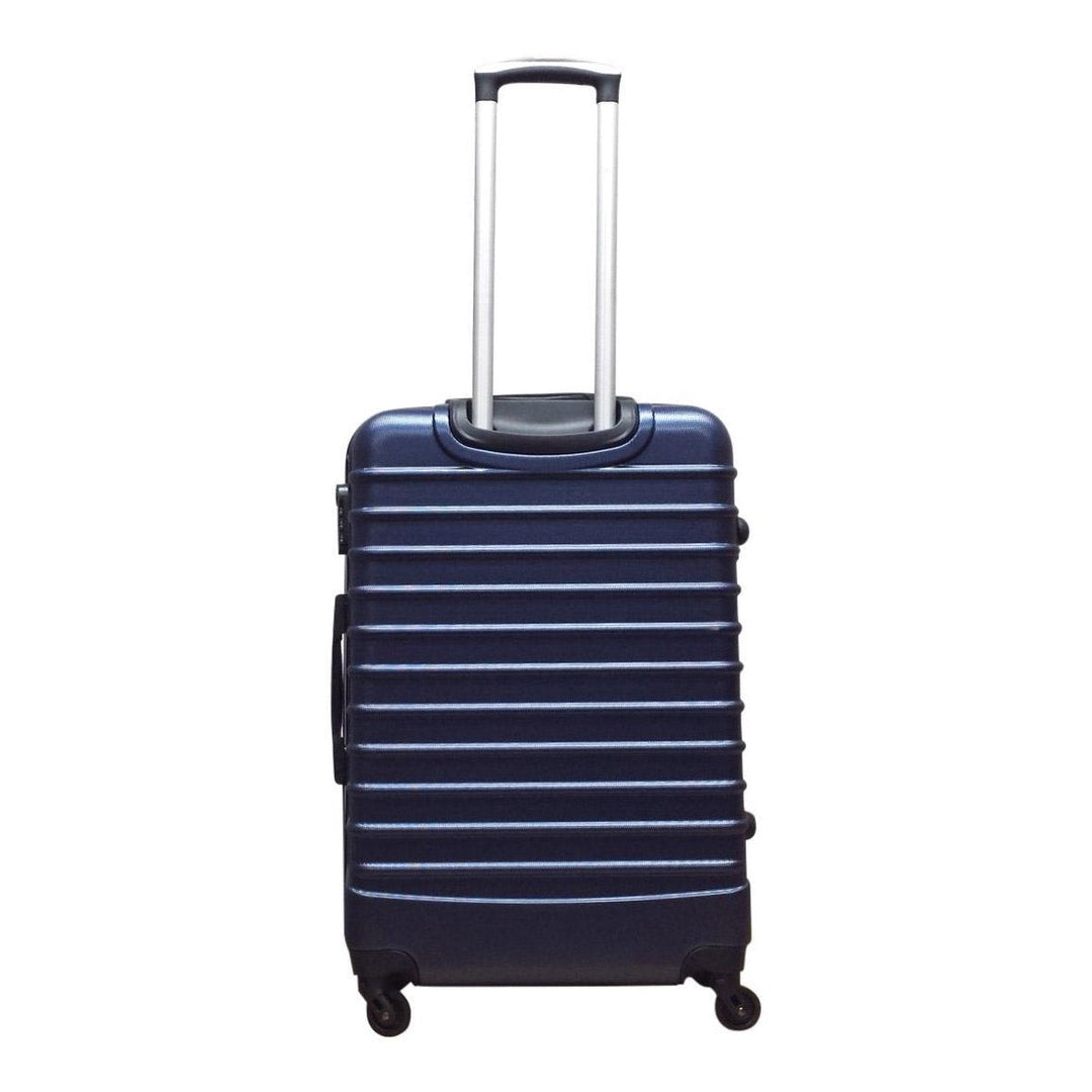 Modern ABS 2-piece hardshell luggage set, featuring smooth spinner wheels for easy navigation.