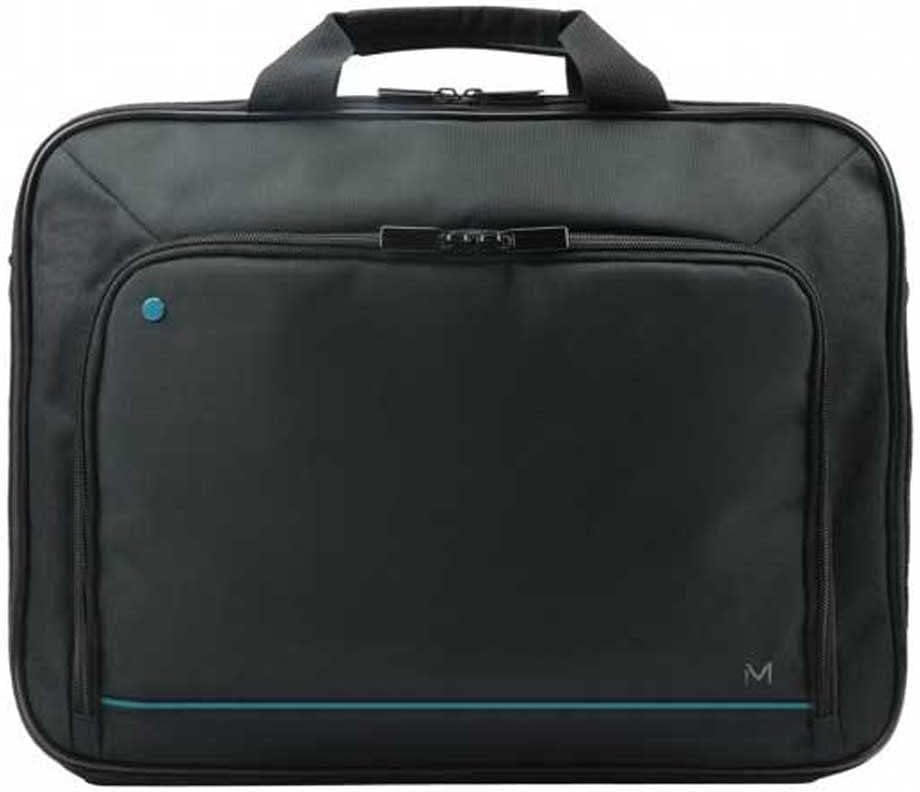Durable blue clamshell laptop briefcase for 14-15.6 inch devices. Padded protective case for tech travel.