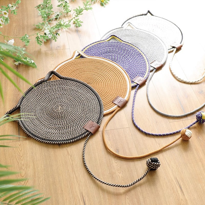 Modern stylish cat scratching mat, a home decor pet accessory, keeps claws healthy & protects furniture.