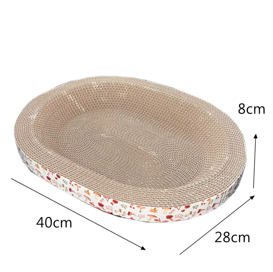 Eco-friendly corrugated cardboard cat scratcher lounge, perfect for feline play & protecting furniture.