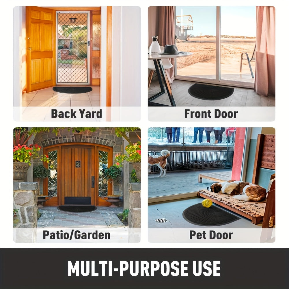Eco-friendly half-round rubber door mat, perfect for indoor/outdoor entryway floor protection, non-slip.