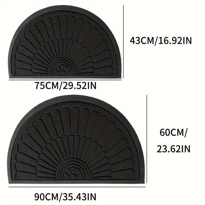 Half-round rubber entryway mat, elegant design, non-slip and durable for home entrance.