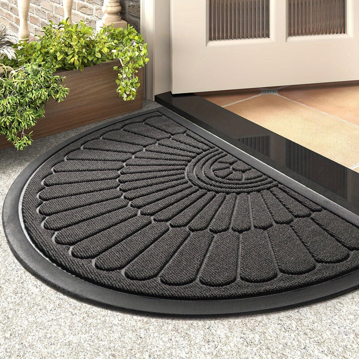 Non-slip, durable half-round rubber door mat ensures safety and floor protection for busy entryways.