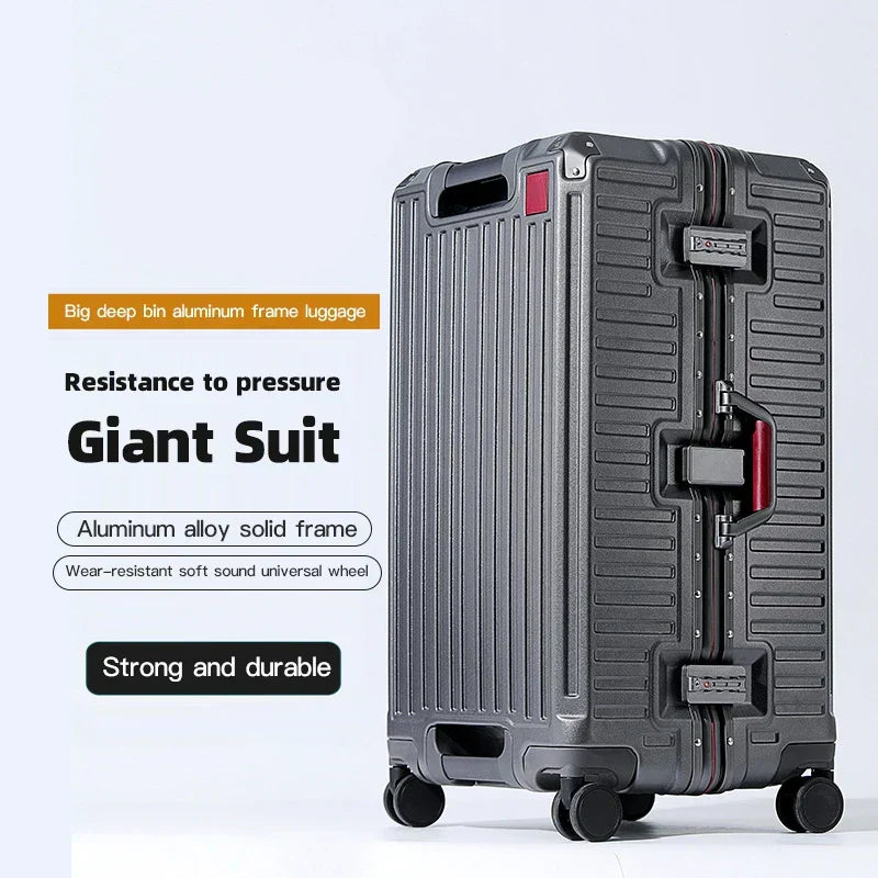 Cabin size hard shell travel suitcase with wide handle, perfect for business trips & organized packing.