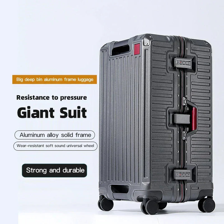 Cabin size hard shell travel suitcase with wide handle, perfect for business trips & organized packing.