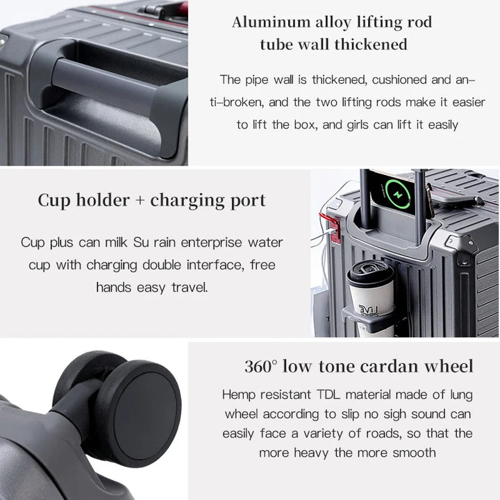 Hard shell checked luggage with wide grip handle, TSA lock & silent spinner wheels for secure, smooth travel.