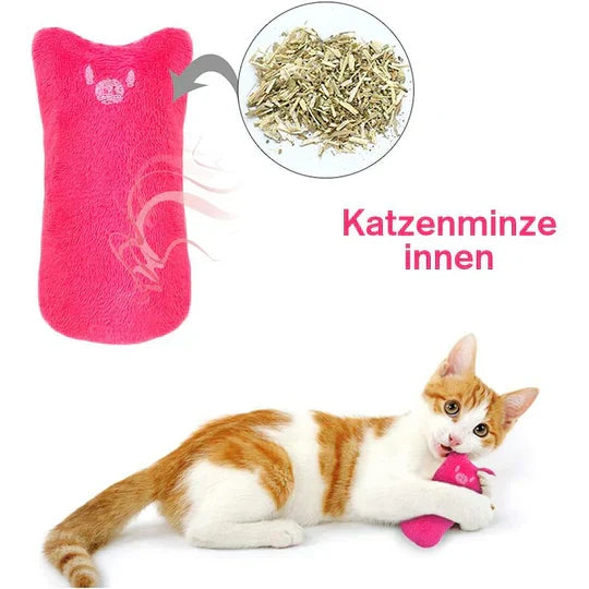 Vibrant, scratch-resistant cat toy infused with catnip, perfect for interactive play and stimulating a cat's natural instincts.