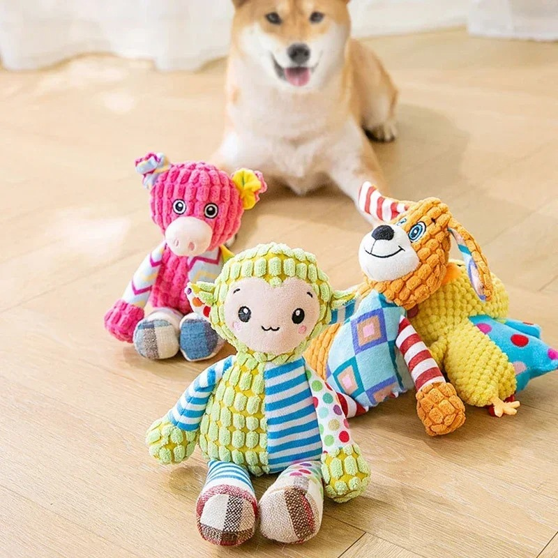 Durable squeaker plush dog toy for interactive playtime & enrichment.