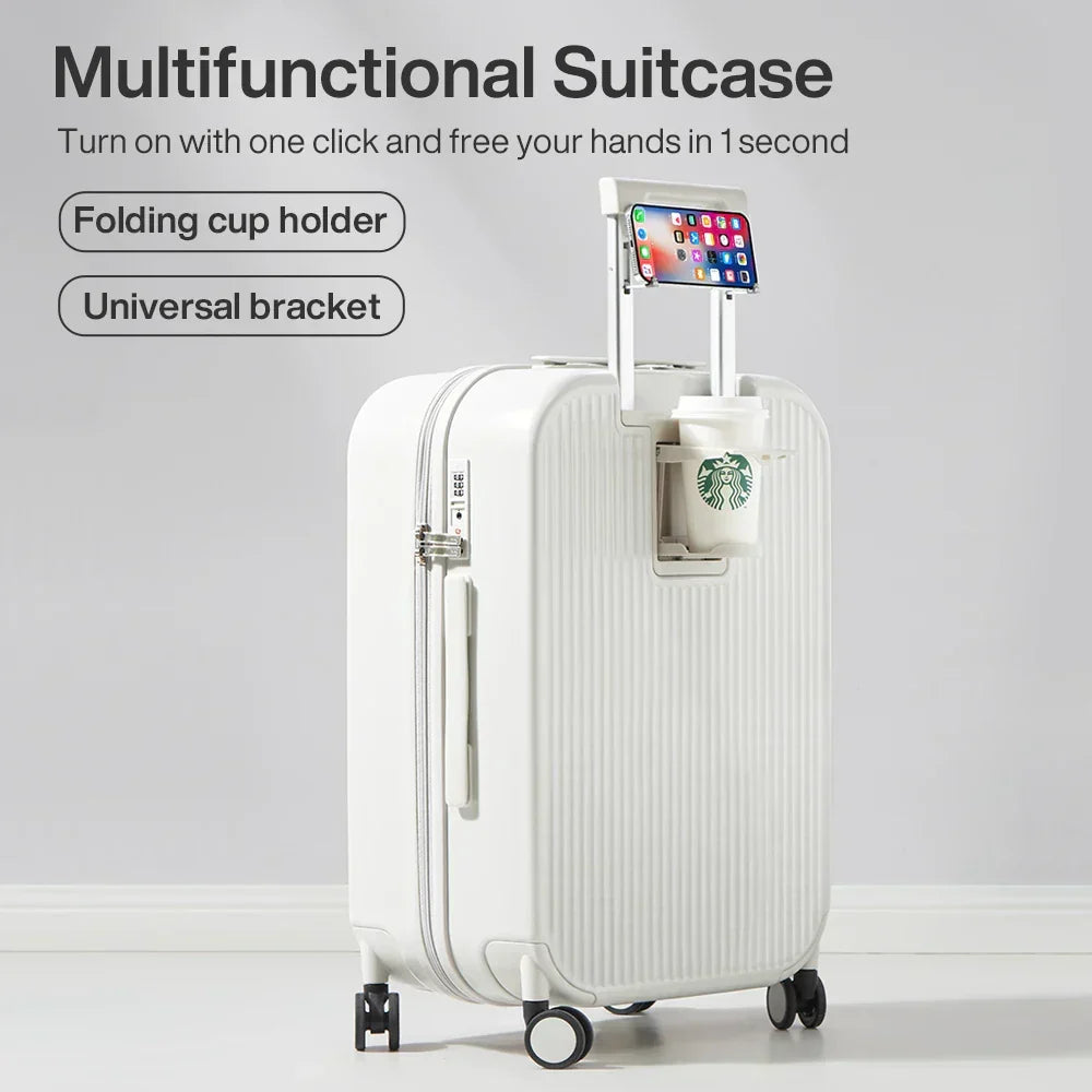 Vacation-ready hard-shell spinner luggage with ample storage & wheels for all your travel essentials. Organized.