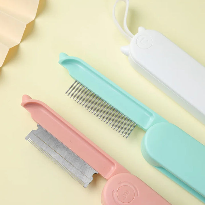 Innovative electric grooming brush for pets, effectively removing loose fur and reducing shedding in cats & dogs.