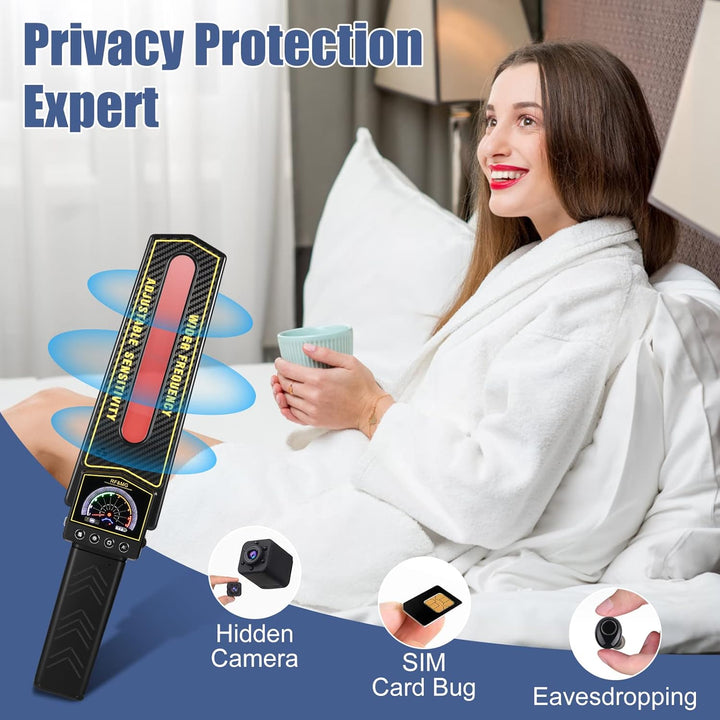 Scan for hidden cameras & GPS trackers. This bug detector ensures electronic privacy & security.