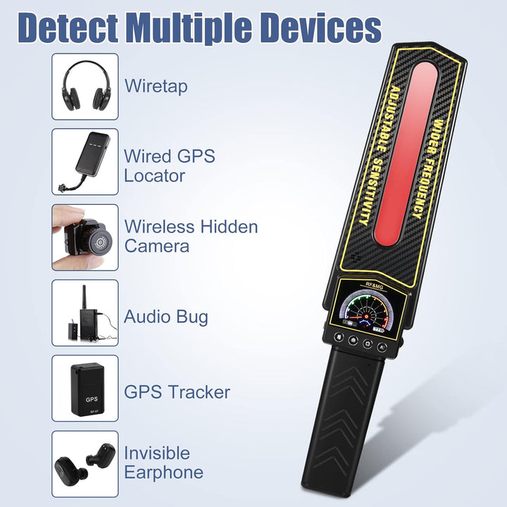 Protect privacy with this anti-surveillance detector. Find hidden cameras, GPS trackers & wireless bugs.