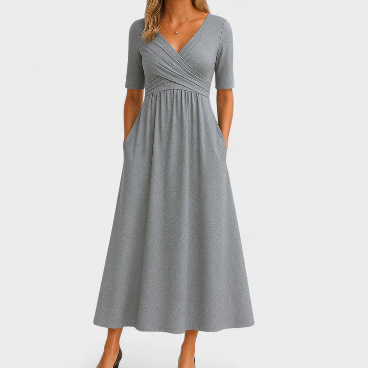 Elegant A-line summer midi dress for women, perfect for a casual yet chic look.