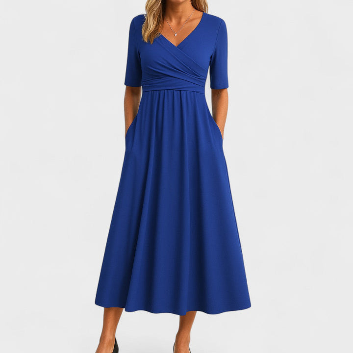 Versatile A-line summer midi dress for women, offering a comfortable and stylish fit.